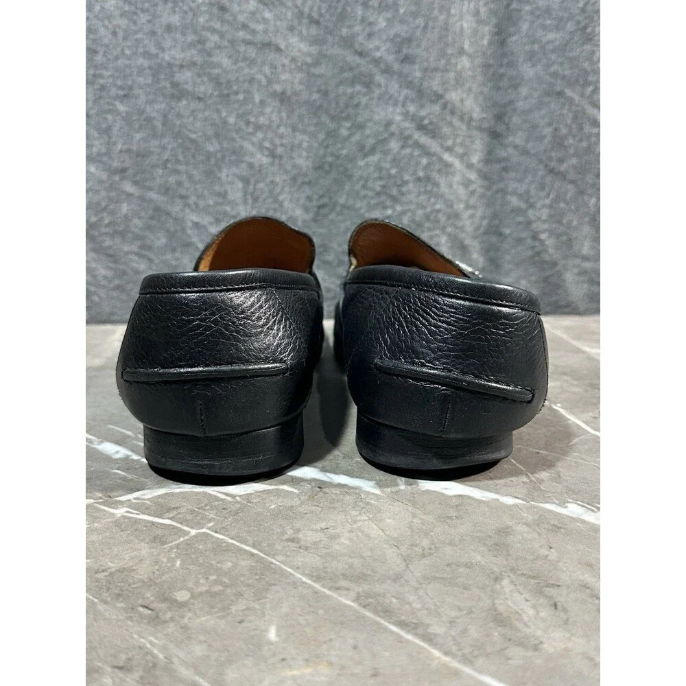 Gucci Horsebit Loafers Black Leather Slip-On Snaffle Dress Shoes Italy Mens Size